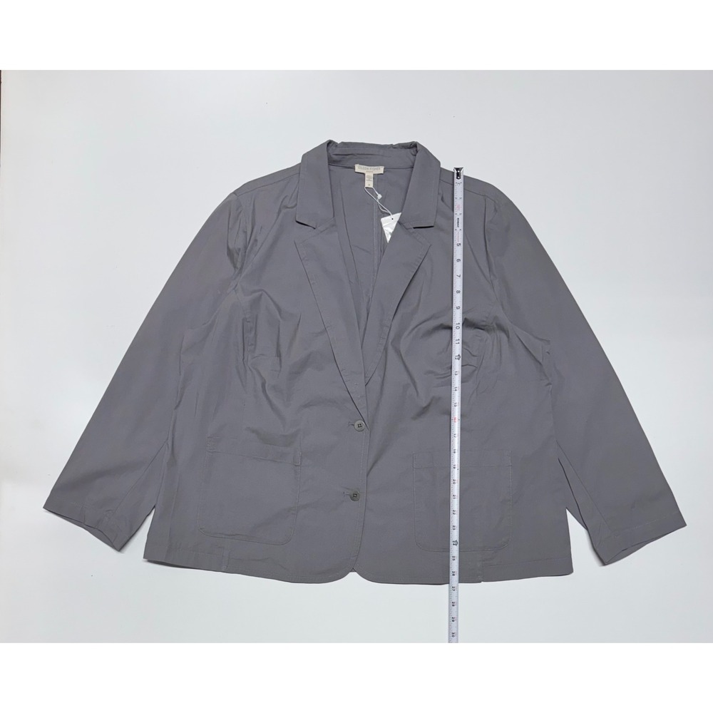 Eileen Fisher Zinc Gray Organic Cotton Stretch Poplin Notch Collar Jacket 2X NEW